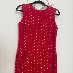 SAG HARBOR Petite Red and White Polka Dot Dress Size 12